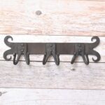 Hand Forged Iron 6 Hook Wall Coat Rack with Decorative Scroll Ends, Rustic Farmhouse Heavy Duty Wall Mounted Organizer
