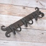 Hand Forged Iron 6 Hook Wall Coat Rack with Decorative Scroll Ends, Rustic Farmhouse Heavy Duty Wall Mounted Organizer