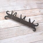 Hand Forged Iron 6 Hook Wall Coat Rack with Decorative Scroll Ends, Rustic Farmhouse Heavy Duty Wall Mounted Organizer
