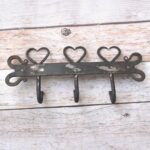 Hand Forged Iron Heart Wall Coat Rack – Rustic Farmhouse 3 Hook Wall Mounted Coat, Hat & Key Holder – Vintage Heavy Duty Iron Organizer - Image 6