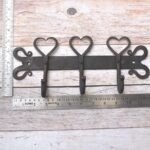 Hand Forged Iron Heart Wall Coat Rack – Rustic Farmhouse 3 Hook Wall Mounted Coat, Hat & Key Holder – Vintage Heavy Duty Iron Organizer - Image 9
