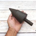 Heavy duty steel stepped cone mandrel hardy tool for anvil used for ring forming, tube expanding, blacksmithing and metal shaping.