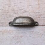 Plain cast iron cup pull handles with antique black finish for cabinets, drawers, and furniture 6 Pcs - Image 3