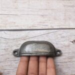 Plain cast iron cup pull handles with antique black finish for cabinets, drawers, and furniture 6 Pcs - Image 4
