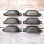 Plain cast iron cup pull handles with antique black finish for cabinets, drawers, and furniture 6 Pcs - Image 7