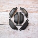 Plain cast iron cup pull handles with antique black finish for cabinets, drawers, and furniture 6 Pcs - Image 9