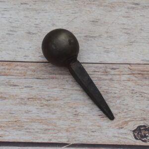 Solid steel ball stake hardy tool for anvil used for jewelry making, metal raising, doming, blacksmithing, and precision metal forming.