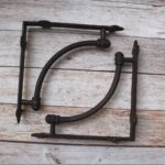 Set of 2 Rustic Cast Iron Wall Shelf Brackets with Heavy-Duty Curved Support, Antique Black Industrial Floating Shelf Braces for Wooden