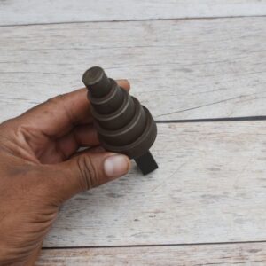 Solid steel stepped cone mandrel hardy tool for anvil used for ring sizing, tube expanding, jewelry making, blacksmithing, and metal forming.