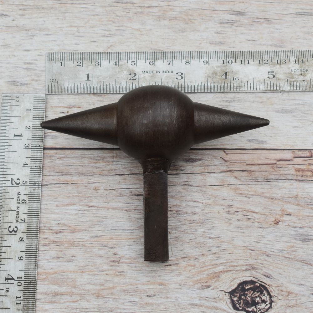 Solid steel double cone mandrel stake with center forming ball and square shank for jewelry making and blacksmithing.