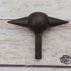 Solid steel double cone mandrel stake with center forming ball and square shank for jewelry making and blacksmithing.