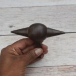 Solid steel double cone mandrel stake with center forming ball and square shank for jewelry making and blacksmithing.