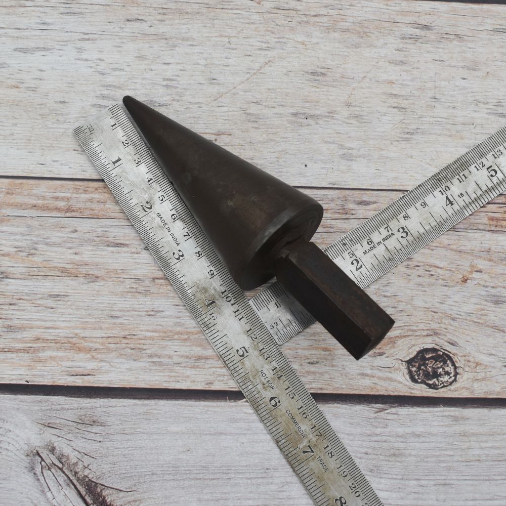 Solid steel cone mandrel hardy tool for anvil used for ring forming, jewelry making, blacksmithing, and precision metal shaping.