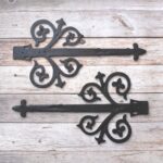 Decorative Cast Iron Fleur-de-Lis Strap Hinges | Rustic Barn Door Gate Hinge 2 Pcs Lot - Image 3