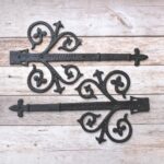 Decorative Cast Iron Fleur-de-Lis Strap Hinges | Rustic Barn Door Gate Hinge 2 Pcs Lot - Image 7