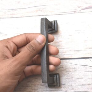 Set of premium black cast iron cabinet pull handles for kitchen cabinets, drawers, wardrobes, cupboards, dressers, and modern farmhouse furniture.