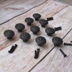 Set of 10 Vintage Round Cast Iron Cabinet Knobs – Rustic Antique Drawer Pull Knobs for Kitchen Cabinets, Dressers, Cupboards - Image 2