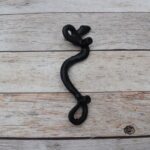 black painted cast iron rattlesnake door pull handle for barn doors, gates, cabinets, wardrobes, and rustic furniture.