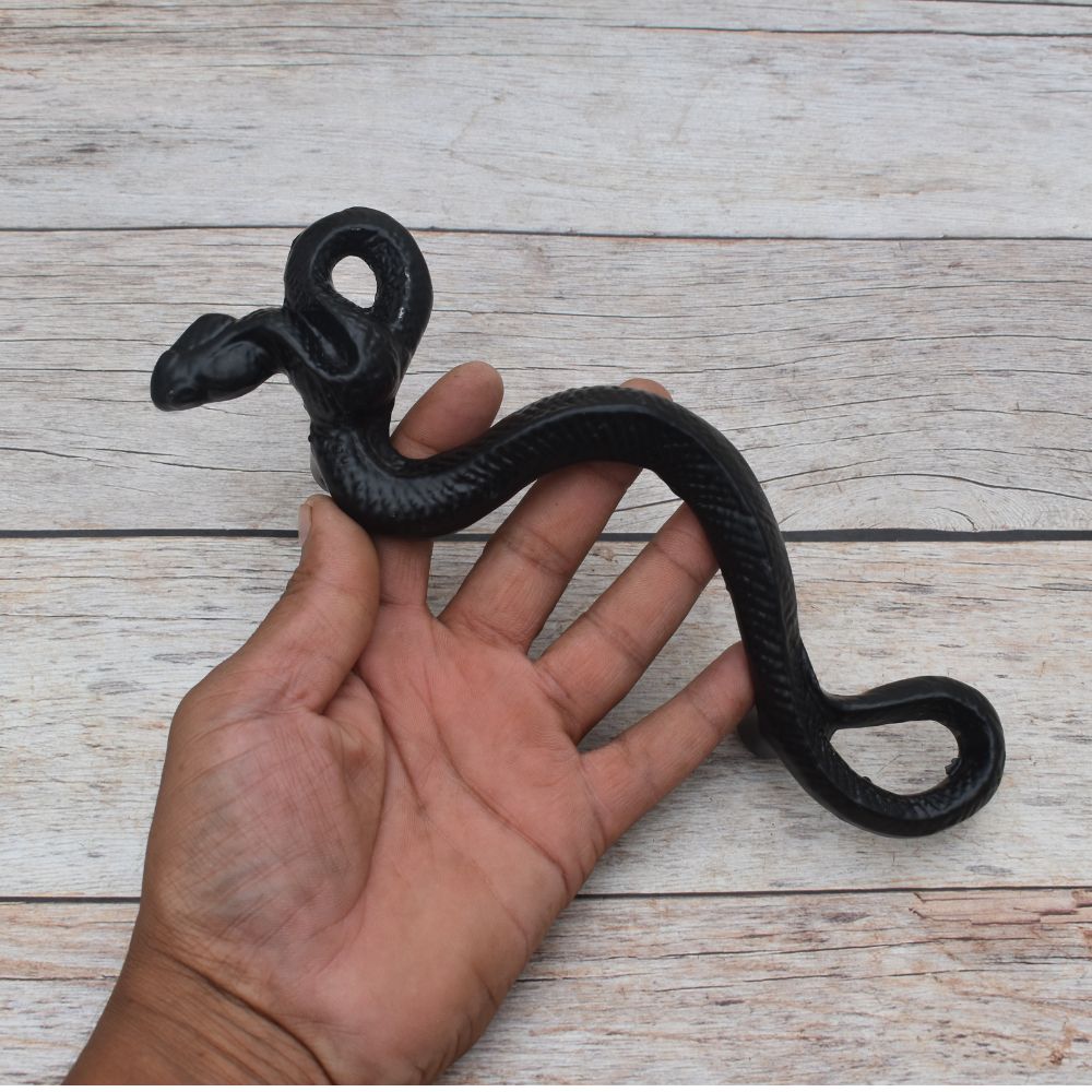 Black Cast Iron Rattlesnake Door Pull Handle – Decorative Rustic Hardware