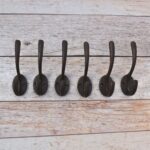 Set of 6 Vintage Cast Iron Double Wall Hooks – Rustic Coat & Hat Storage