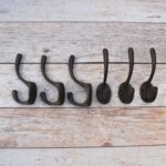 Set of 6 Vintage Cast Iron Double Wall Hooks – Rustic Coat & Hat Storage