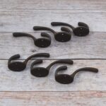 Set of 6 Vintage Cast Iron Double Wall Hooks – Rustic Coat & Hat Storage