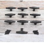 Set of 10 Twisted Rope Iron T-Handle Cabinet Knobs | Vintage Rustic Drawer Pulls for Cabinets, Dressers & Furniture