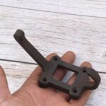 Set of 4 Cast Iron Wall Coat Hooks | Vintage Double Hooks with Decorative Backplate | Rustic Hat, Coat & Bag Hooks