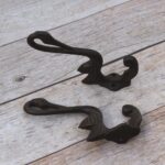 Set of 6 vintage cast iron swan wall hooks with antique dark finish for coats, hats, bags, keys, and rustic home décor.