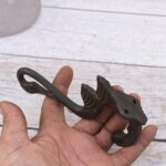 Set of 6 vintage cast iron swan wall hooks with antique dark finish for coats, hats, bags, keys, and rustic home décor.