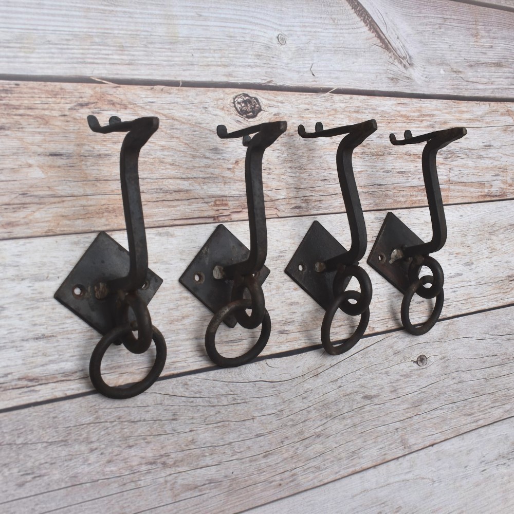 Vintage Iron Door Knocker & Pull Handle – Rustic Blacksmith Style (3) Set of 4 vintage iron door knockers with integrated pull handles and rustic finish