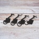 Set of 4 vintage iron door knockers with integrated pull handles and rustic finish