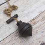 Vintage Iron Plumb Bob with String & Handle | Antique Masonry, Carpentry & Surveying Alignment Tool - Image 2