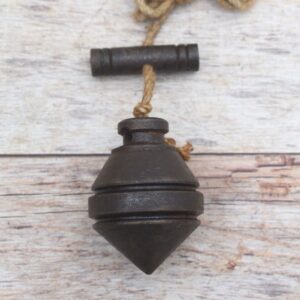 Handcrafted Vintage Iron Plumb Bob with Hanging String for Masonry, Carpentry, Surveying, and Construction