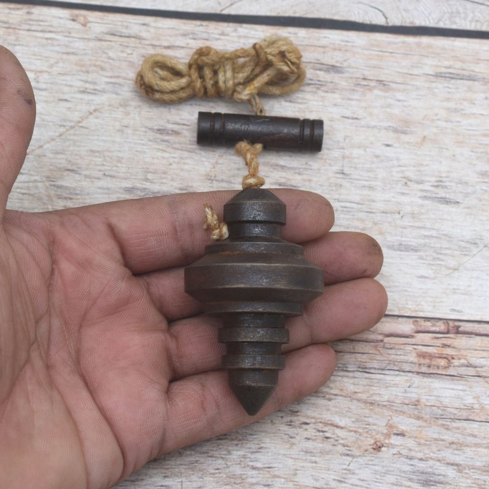 Vintage Iron Plumb Bob with String and Handle for Masonry, Carpentry, Surveying, and Woodworking (7) Traditional Iron Plumb Bob – Accurate Vertical Alignment Tool with Antique Finish