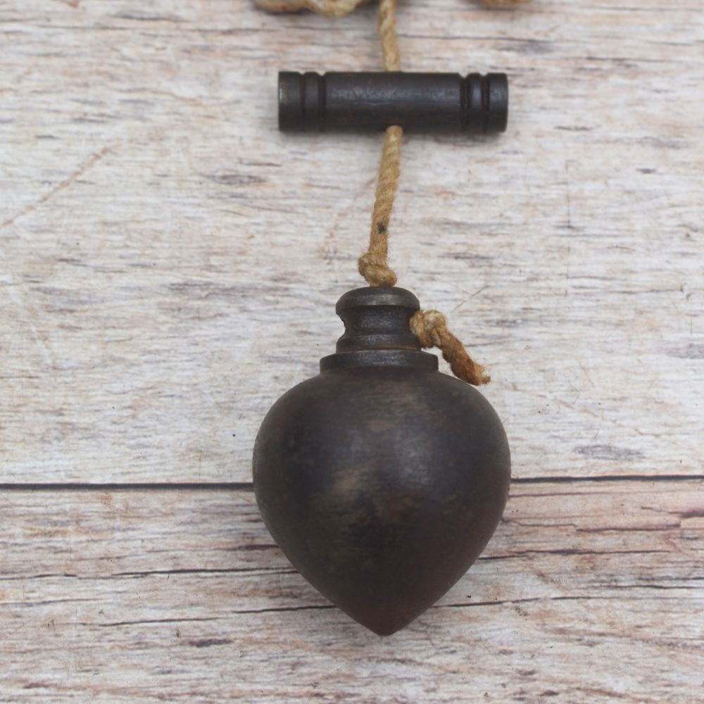 Handcrafted Vintage Iron Plumb Bob with Hanging String for Masonry, Carpentry, Surveying, and Construction