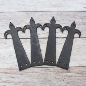 vintage strap hinges, fleur de lis hinges, decorative iron hinges, rustic door hinges, barn door hinges, gate hinges, antique style hinges, farmhouse hardware, vintage door hardware, decorative strap hinge, rustic cabinet hinges, iron door hardware, shed door hinges, furniture hinges, restoration hardware, cottage door hardware, traditional door hinges