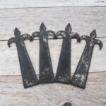 vintage strap hinges, fleur de lis hinges, decorative iron hinges, rustic door hinges, barn door hinges, gate hinges, antique style hinges, farmhouse hardware, vintage door hardware, decorative strap hinge, rustic cabinet hinges, iron door hardware, shed door hinges, furniture hinges, restoration hardware, cottage door hardware, traditional door hinges