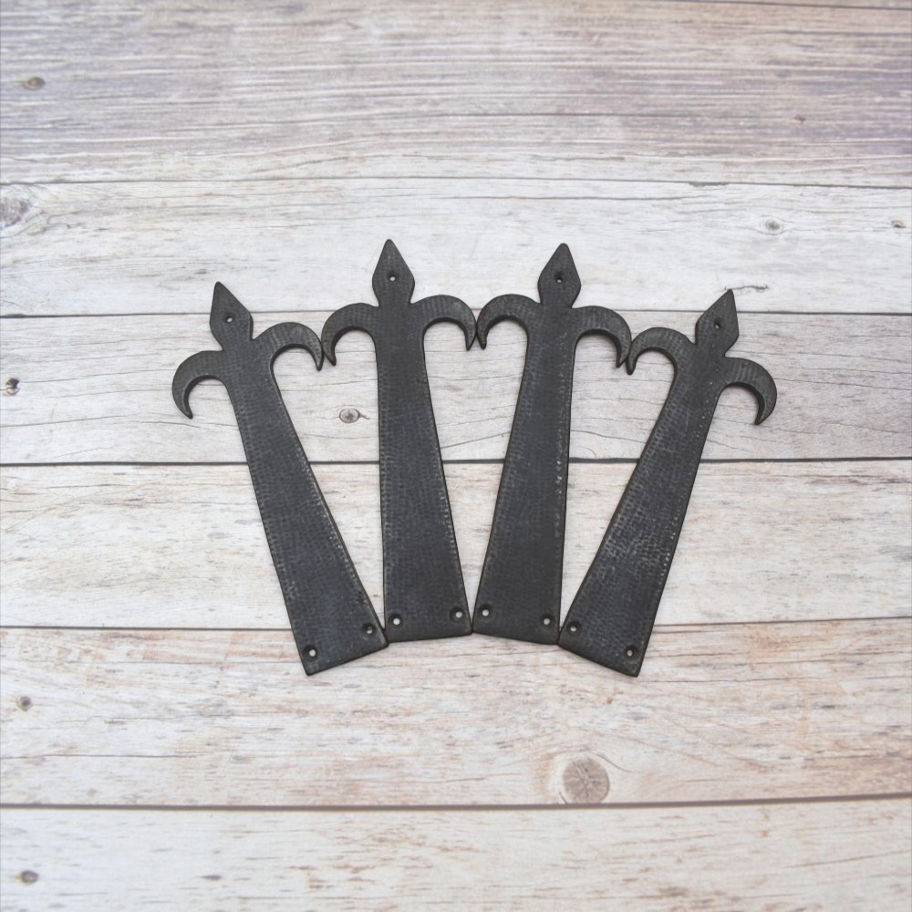 vintage strap hinges, fleur de lis hinges, decorative iron hinges, rustic door hinges, barn door hinges, gate hinges, antique style hinges, farmhouse hardware, vintage door hardware, decorative strap hinge, rustic cabinet hinges, iron door hardware, shed door hinges, furniture hinges, restoration hardware, cottage door hardware, traditional door hinges