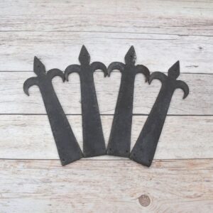vintage strap hinges, fleur de lis hinges, decorative iron hinges, rustic door hinges, barn door hinges, gate hinges, antique style hinges, farmhouse hardware, vintage door hardware, decorative strap hinge, rustic cabinet hinges, iron door hardware, shed door hinges, furniture hinges, restoration hardware, cottage door hardware, traditional door hinges