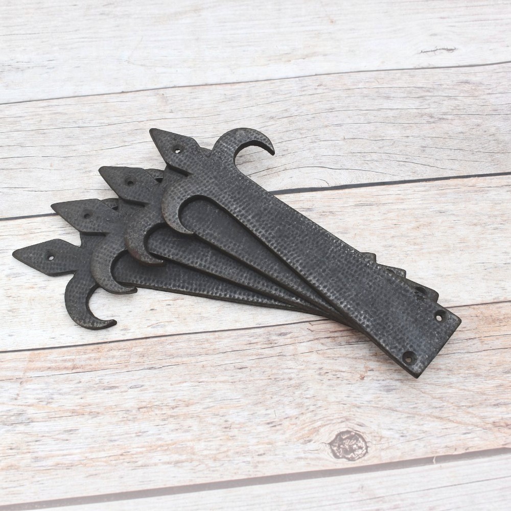 Vintage Fleur de Lis Strap Hinges – Rustic Iron Decorative Door, Gate & Cabinet Hinges 4 Pcs Lot - Image 7