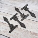 Vintage cast iron handmade french gate door hinges head barn rusty 4 pcs lot - Image 5