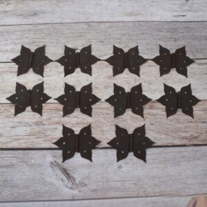 Set of 10 Antique Style Black Cast Iron Starburst Butterfly Hinges