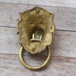 Vintage Regency Brass Lion Head Door Knocker with Heavy Striker Ring