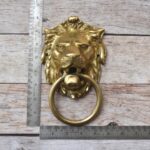 Vintage Regency Brass Lion Head Door Knocker with Heavy Striker Ring