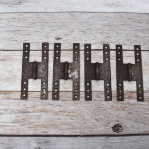 Set of 4 Antique Vintage H Hinges – Rustic Wrought Iron Cabinet & Cupboard Door Hinges – Flush Mount Furniture Hardware