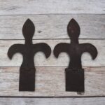 Pair of Antique Style Wrought Iron Fleur-de-Lis Strap Hinges