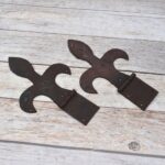 Pair of Antique Style Wrought Iron Fleur-de-Lis Strap Hinges