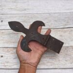 Pair of Antique Style Wrought Iron Fleur-de-Lis Strap Hinges