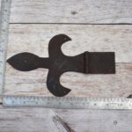 Pair of Antique Style Wrought Iron Fleur-de-Lis Strap Hinges